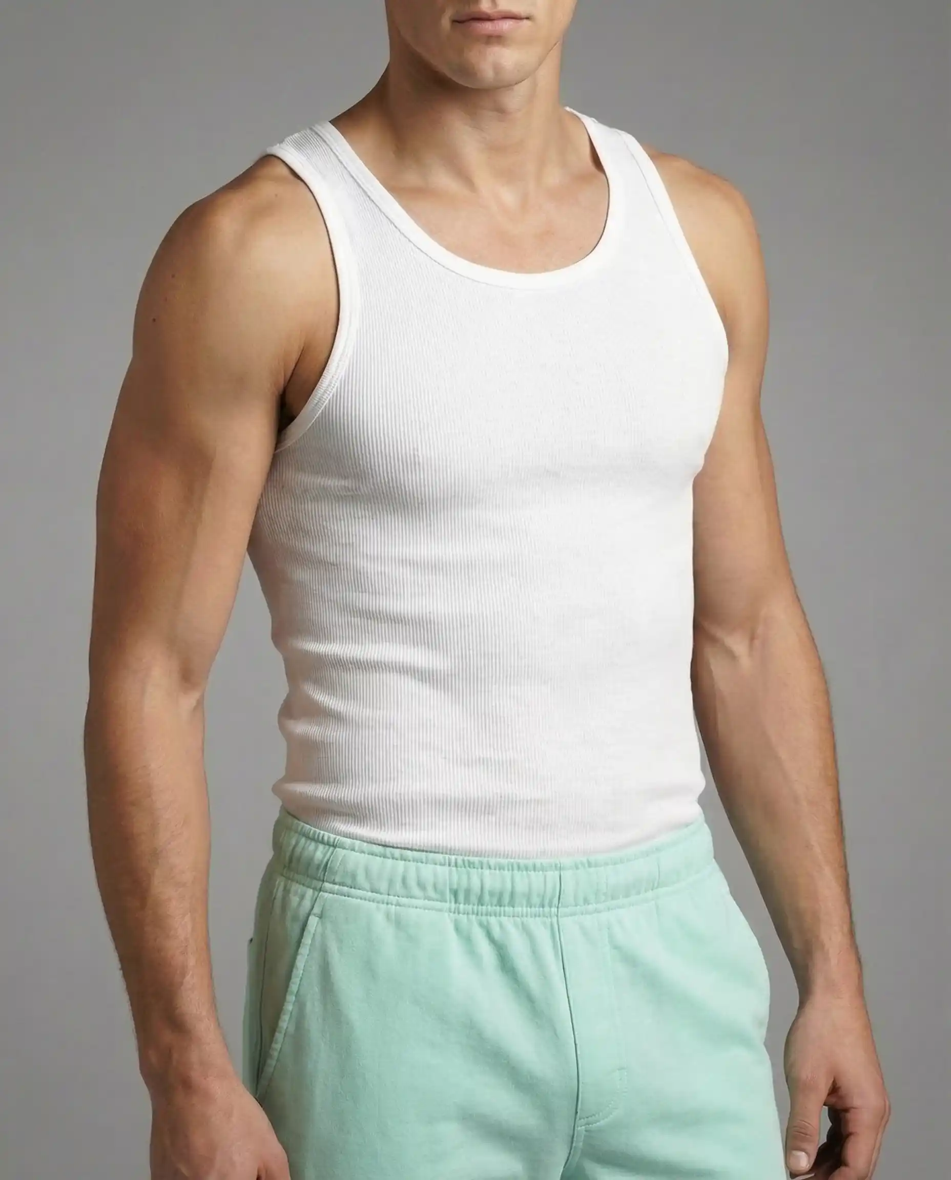 Eco Rib Tank - 2pcs. Per size in one pack ( White )